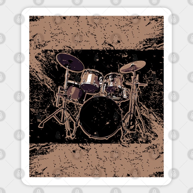 Drums set // Grunge poster | Vintage Sticker by Degiab